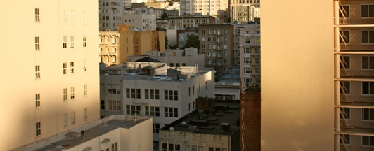 view of the city from an apartment building